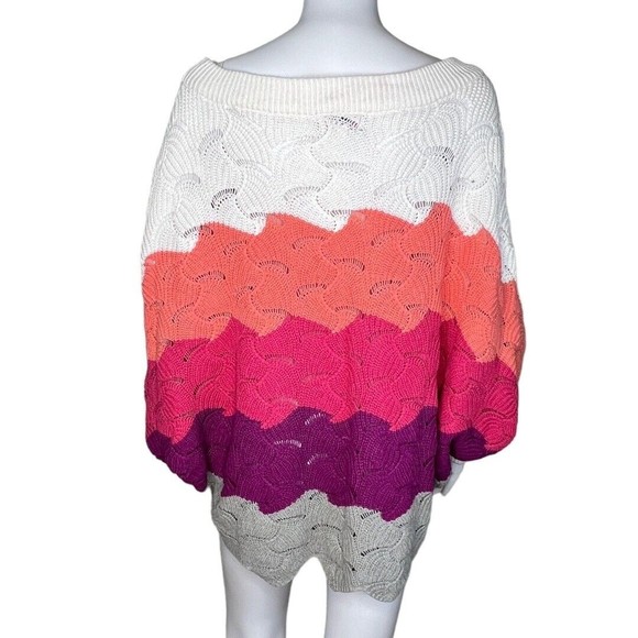 Andree by Unit Sweater Womens Small Boat Neck White Multicolor Stripe Oversized - Picture 4 of 8